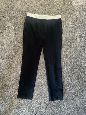 Tibi Black Trousers with White Waistband - Women's Pants